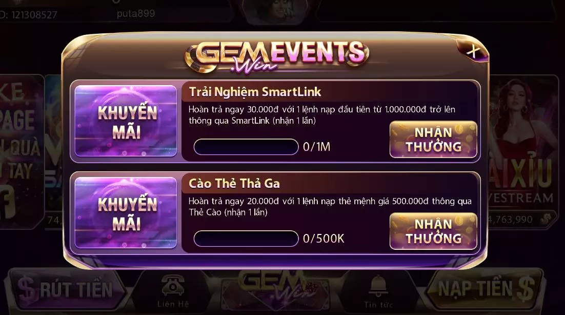 Các khuyến mãi hấp dẫn thường xuyên tại Gem Win